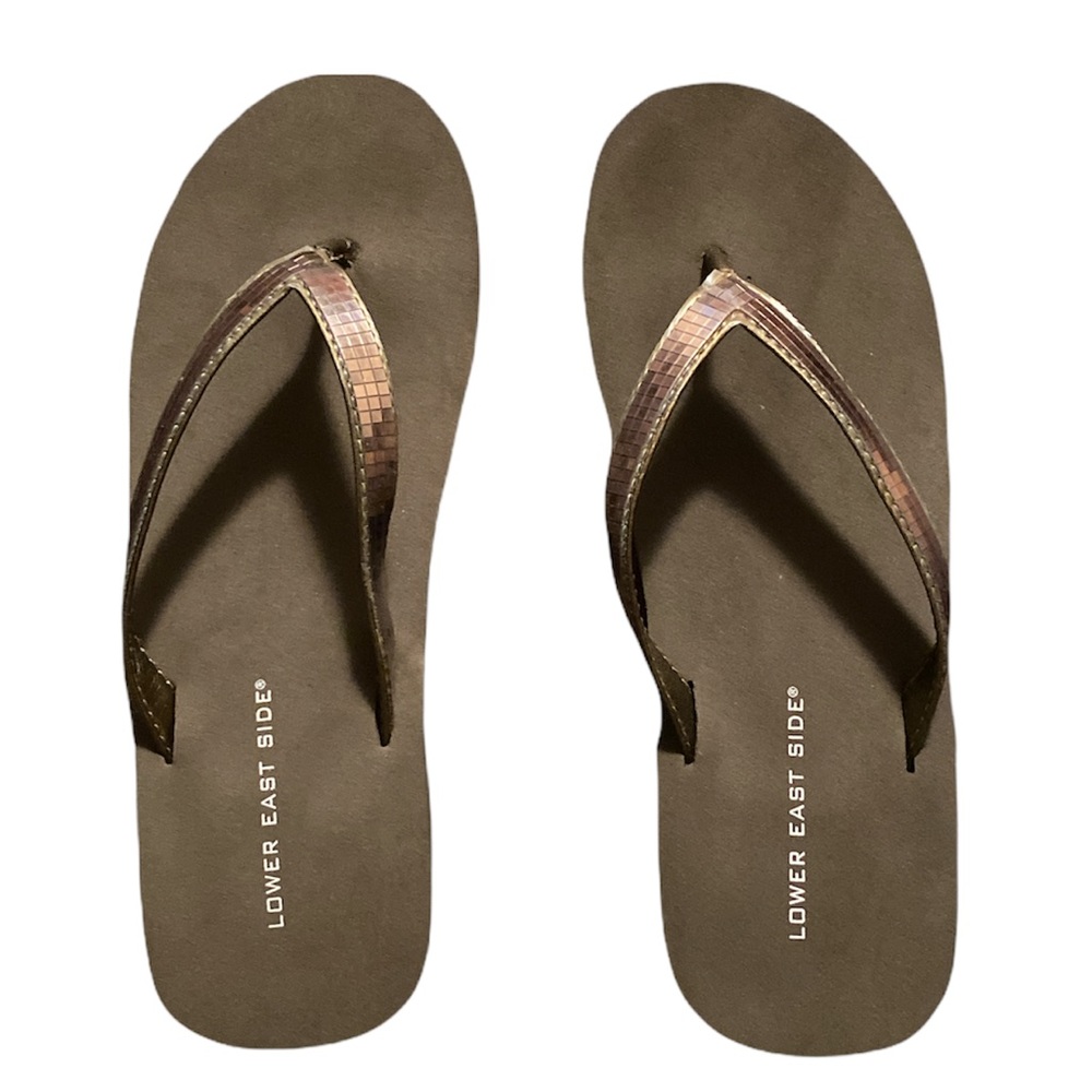 Lower East Side - Women’s Brown Wedge Platform  Slippers Y2K Flip Flop Thong NWT